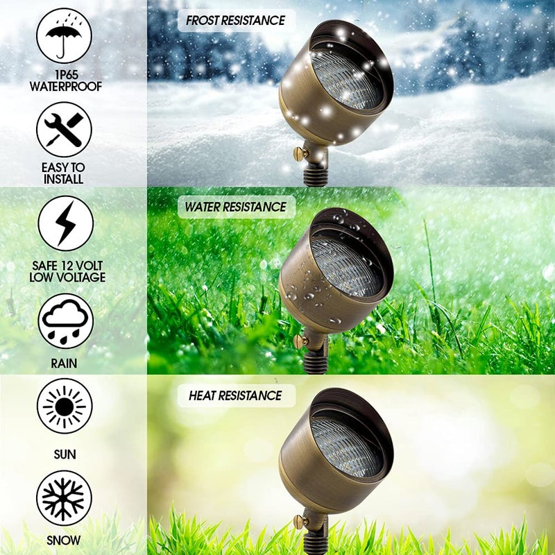 MIK Solutions LED Spot Lights Outdoor LED Landscape Light 110-9W PAR 36 Bulb Metal Solid Brass Wall Wash Security Landscape Lighting for Beautiful Bright Long Lasting Home Garden Patio Driveway Area Deck Lighting - Image 3